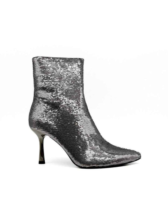 Botines Tacón Fino Lentejuelas. Corina M3952 Plomo
