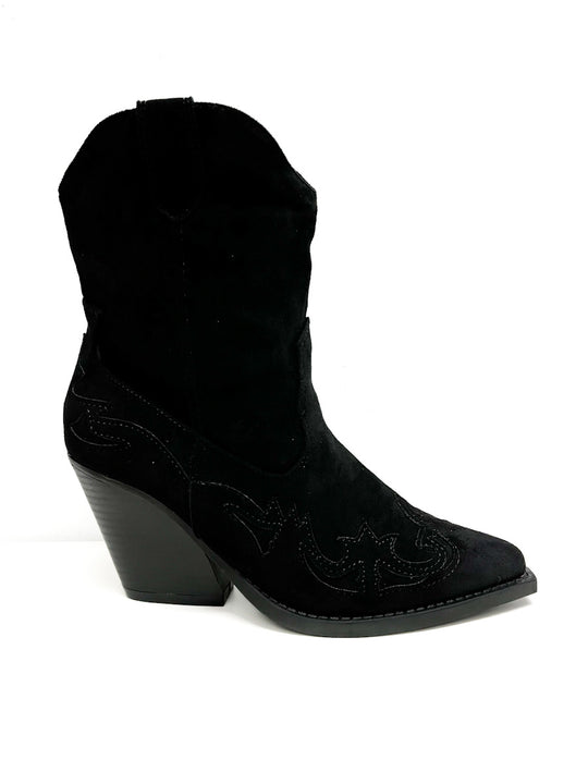 Botín Cowboy Antelina de Sintético para Mujer Negro