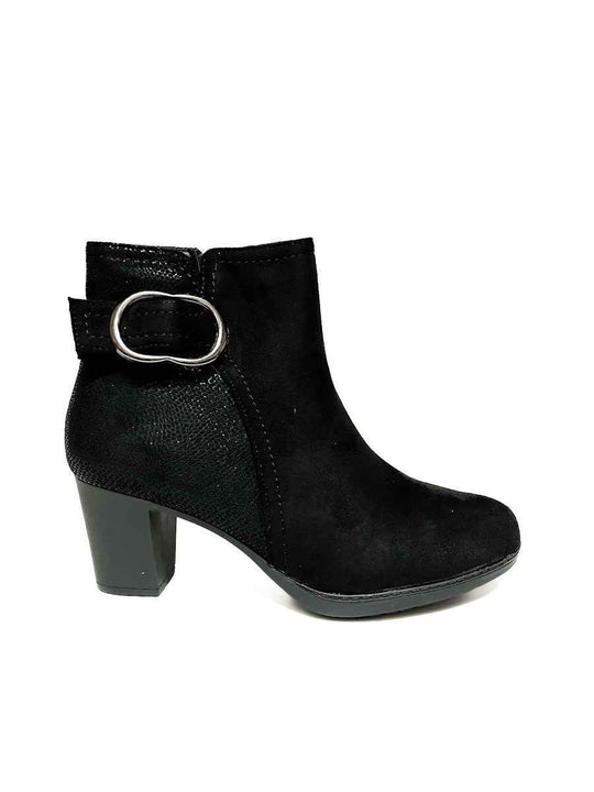 Botines Medio Tacón de Mujer Negro