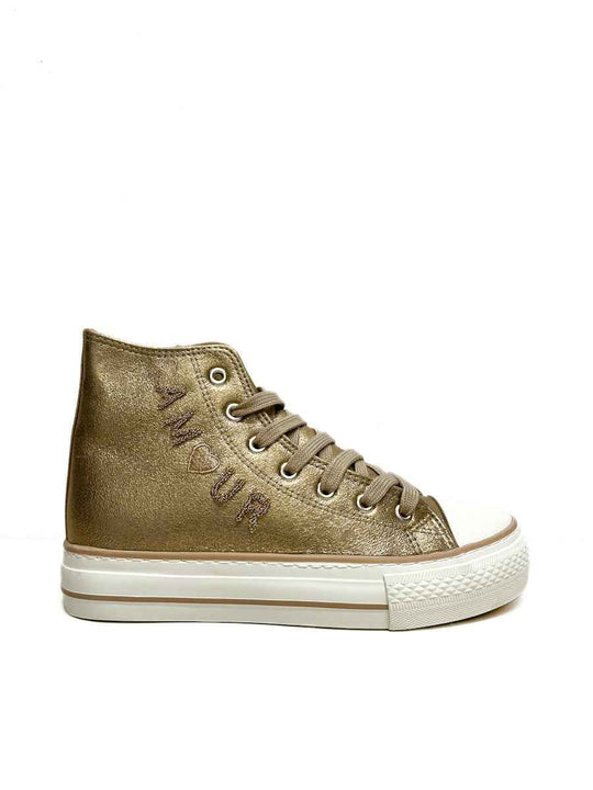 Zapatillas Botines Metalizado de Mujer, Oro