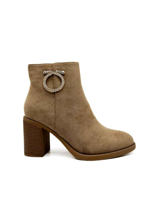Botines tacón joya Beige