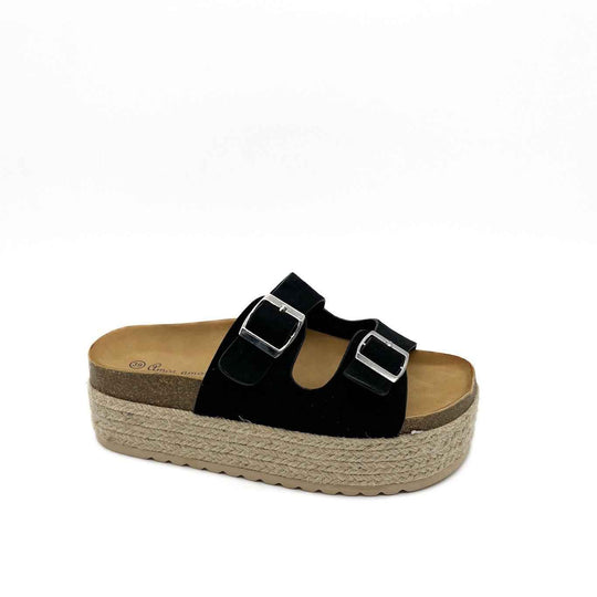 Sandalias Plataforma Yute Mujer Negro
