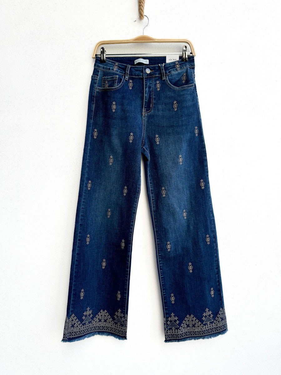 Vaquero Bordado Caramero azul