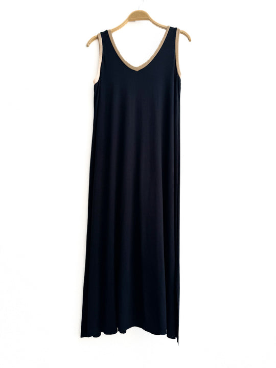 Vestido V Dorado Negro única